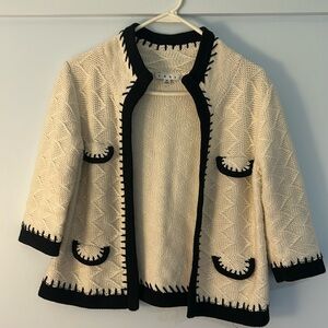 CAbi Cream and Black Cardigan